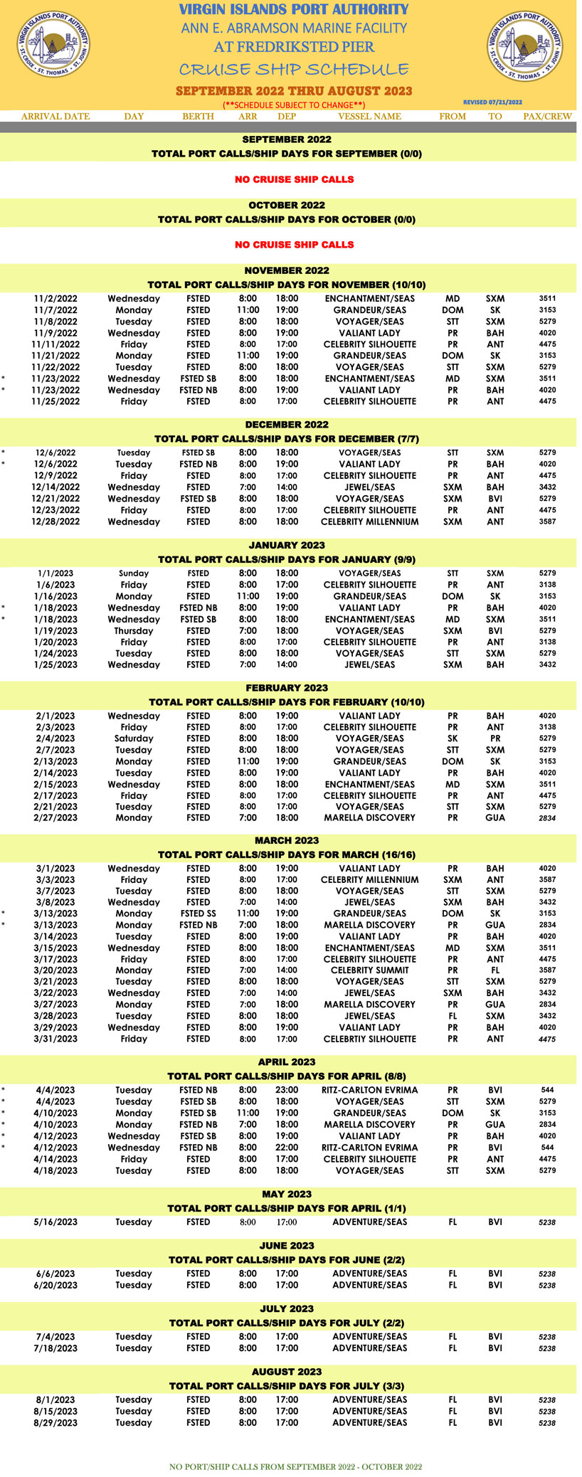 cruise schedule st john's